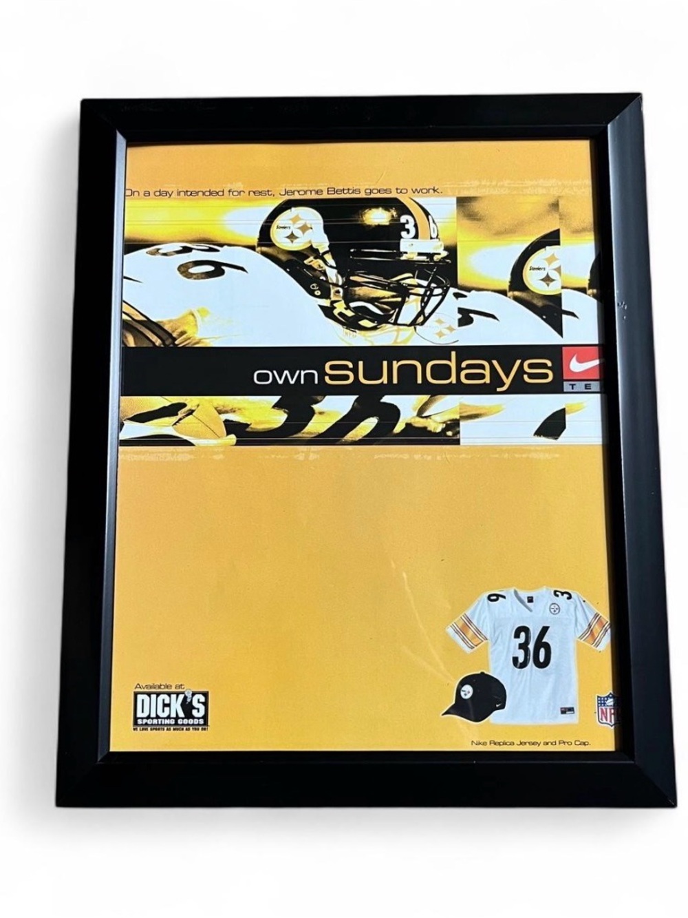 Vintage Pittsburgh Steelers x Jerome Bettis Print Framed Size 8x10